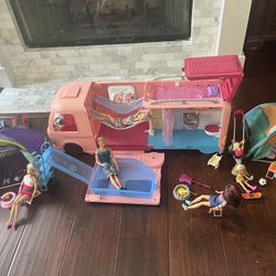 Barbie World! Create A Theme Room With Camper, Camp Ground, Airplane, Horse Stable/farm