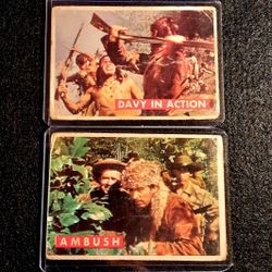 Davy Crockett 1956 Topps Want Disney 2 Card Lot. "Davy In Action" And "Ambush" RARE! 