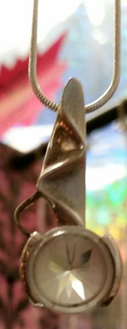 GENUINE STERLING SILVER BUTTERFLY CRYSTAL PENDANT NECKLACE JEWELRY