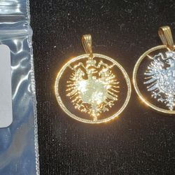 Gift GERMANY mark Two Pfanning Coin Pendant Jewelry Necklace 