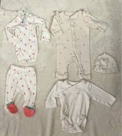 Lot of 2 Preemie Sleepwear Outfits (1 Carters NWT, 1 used H&M)