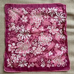 VTG pink floral handkerchief square