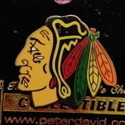 Chicago Blackhawks BLACK CHROME COLLECTOR'S Pin By Peter David (New On Card) HOT💥GREAT FOR HATS! Please Read Description.