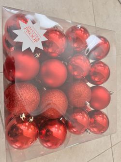Christmas Ornaments Red Shatterproof