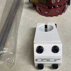 Bmx Parts Lot - Stem Seat Post And Pedals