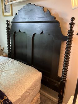 Antique Solid Wood Headboard Black 