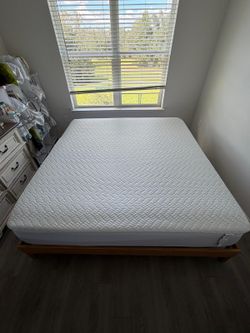 King size White Foam Mattress on a king platform bed