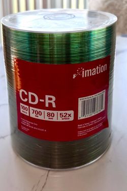 Imation 100 pack CD-R 52x 700 mB 80 min spindle container-New Sealed!