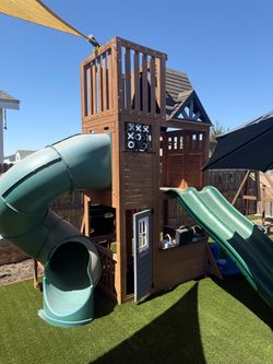Like new Large Wooden Backyard Playset with Slides