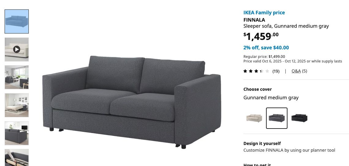 IKEA Finnala Sleeper Sofa Pullout