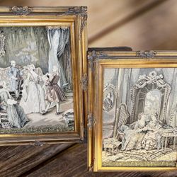 Antique Tapestry in Wooden Frame