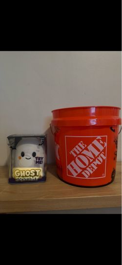 Home Depot Halloween Bucket with Ghost Squishy