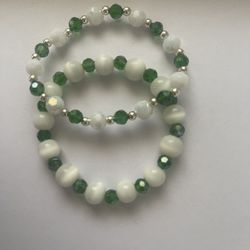 Green Crystal Beaded Bracelet 