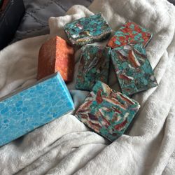 Japanese Seashell And AZ Turquoise By The Pound Block Or Piece