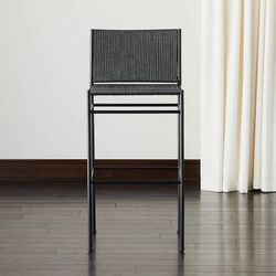 Set of 2 CB2 Bounce Black Woven Bar Stools