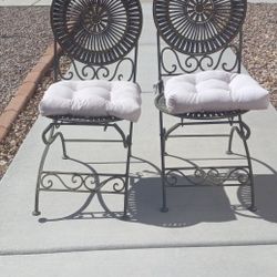 Two Wrought  Iron Bistro Chairs $20.00