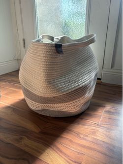 CleverMade XL Rope Belly Basket Stone Gray