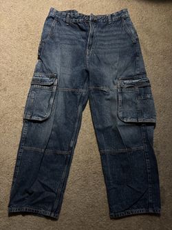 Bershka Baggy Cargo Denim Jeans