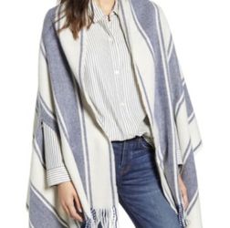 Madewell Blue & White Striped Cape Scarf - Size OS