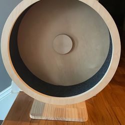 Modern Wooden Cat Exercise Wheel – Like New!