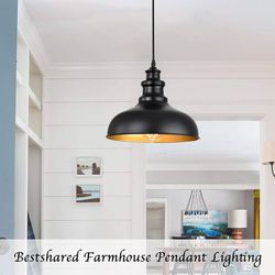 Farmhouse Pendant Lights, Ceiling Industrial Hanging Pendant Lighting Fixture, Barn Pendant Hanging Lights for Kitchen Island Dining Room Restaurant H