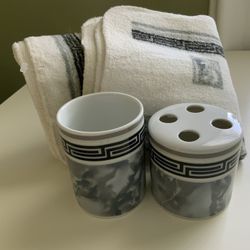 Bathroom  Set: White-Black-Gray