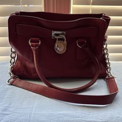Michael Kors Hand/Over The Shoulder Red Leather Purse