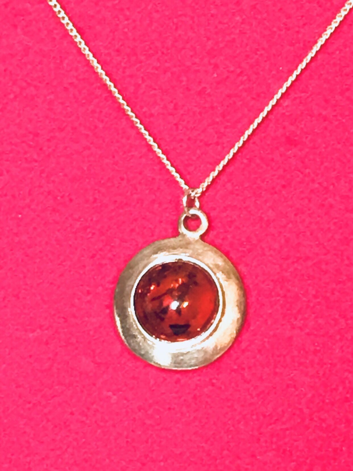 Sterling Amber Necklace