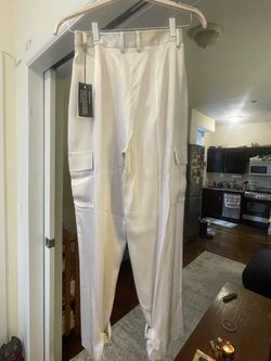 Aritzia White Satin Cargo Pants with Tags