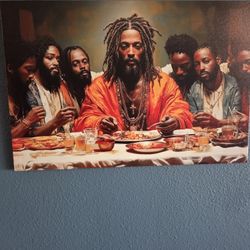 WWN Modern Black Jesus Canvas Wall Art African American The Last Supper Painting Picture Wall Decor Black Man Christian