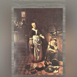 Nicolaes Maes The Idle Servant Original Vintage Fine Dutch Art Print 1930’s USA Printed Antique Collectible