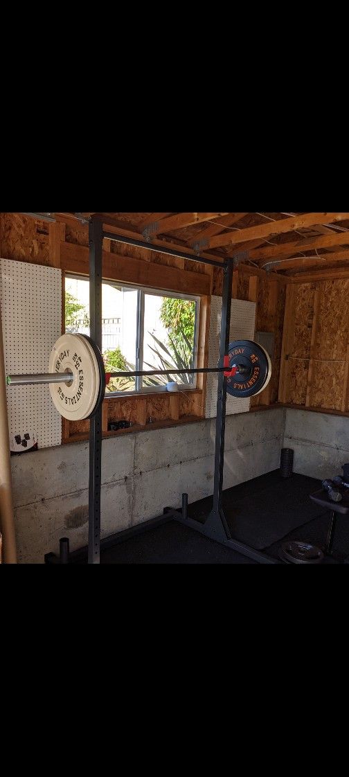 ποΈββοΈ Home Gym Set β Power Rack, Olympic Barbell, Bumper & Iron Plates β Great Shape!