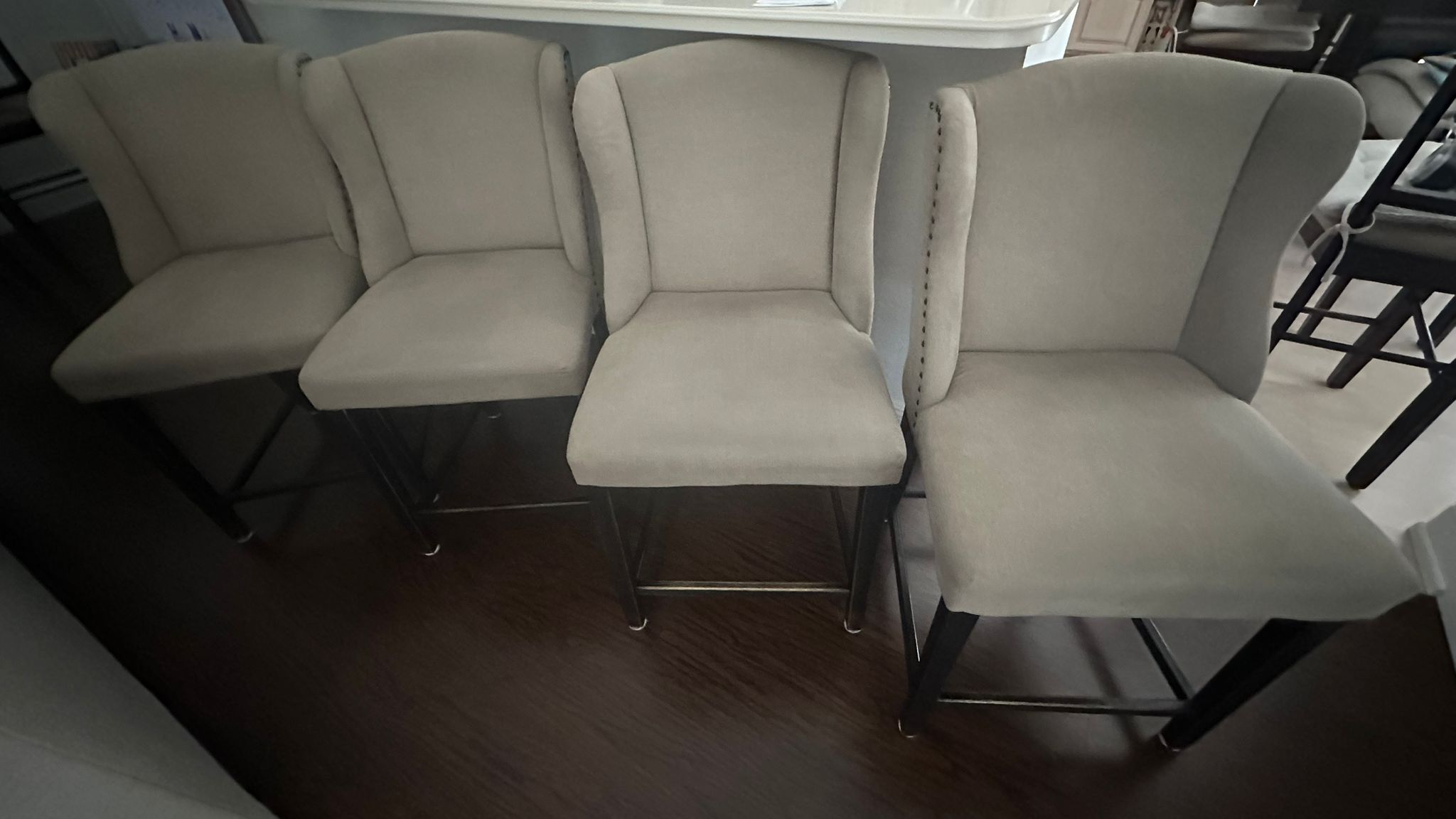 Bar Stools or High Chairs all 4 Fabric Beige color… Delivery Extra