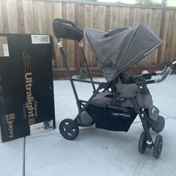 Joovy Caboose Ultralight Sit and Stand Double Stroller with Rear Bench and Standing Platform, 3-Way Reclining Seats, Optional Rear Seat, and Universal