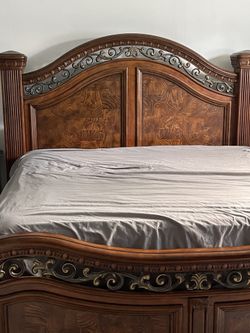 Vintage ornate King Bed Headboard And Frame