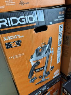 RIDGID 12 Gal. 5.0 Peak HP NXT Shop Vacuum Wet Dry Vac with General Debris Filter, Locking Hose and Attachments HD1200