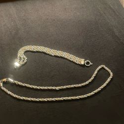Beautiful Bracelet And Necklace Stainless Steel This Will Not Turn Your Neck Green Or Wrist Bought at QVC They Sell Good Stuff Paid a Lot More 