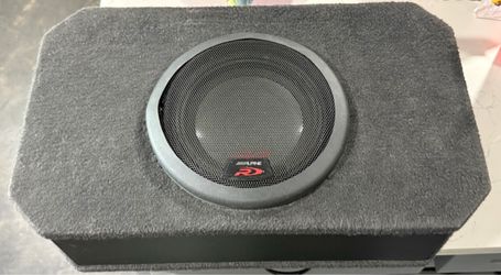 Alpine R Series Subwoofer in Enclosure Box with amplifier.