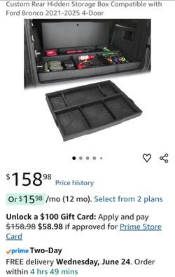 Custom Rear Hidden Storage Box Compatible with Ford Bronco 2021-2025 4-Door