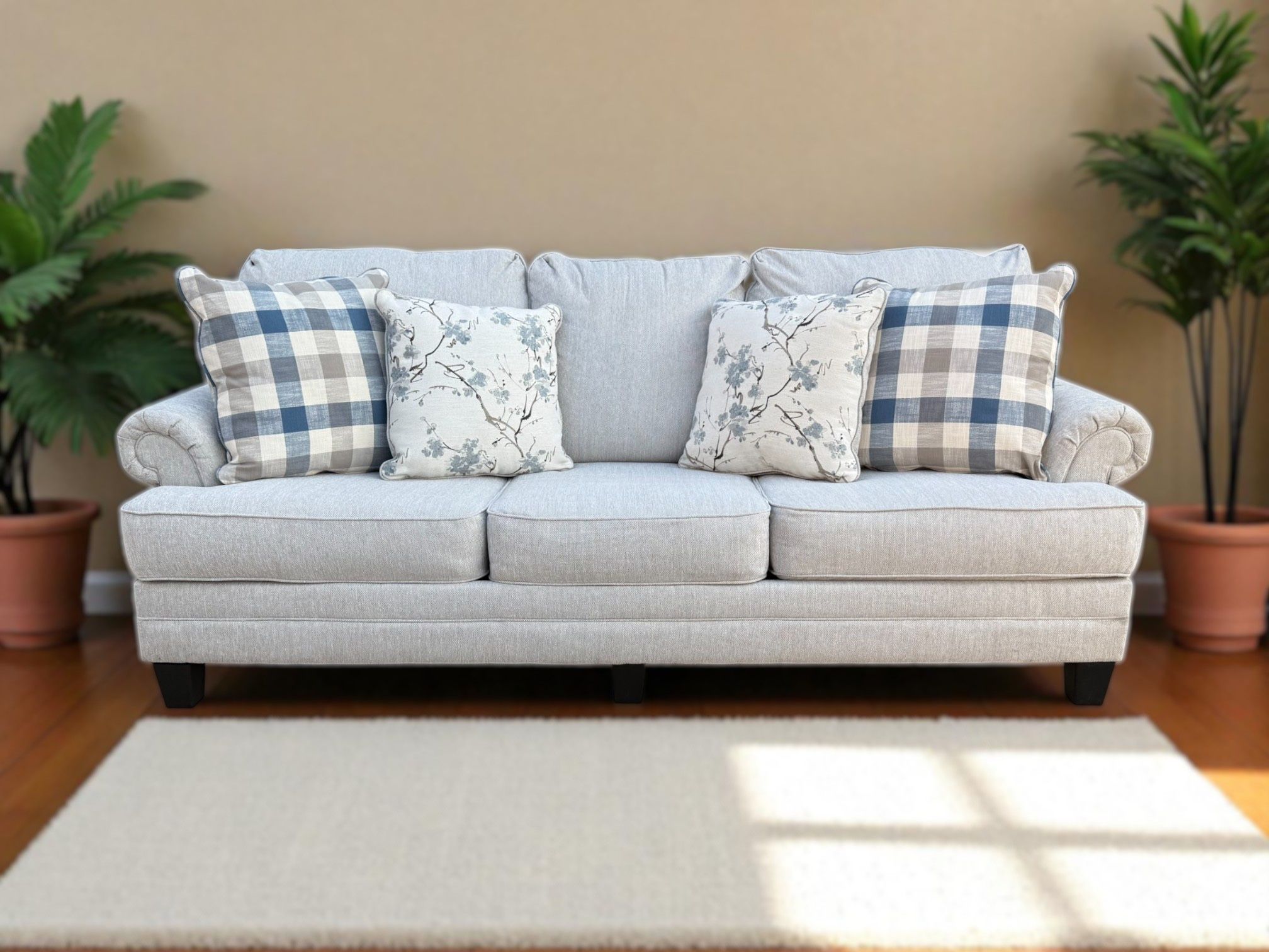 Ashley Furniture Meggett Light Gray Herringbone Queen Sleeper Couch