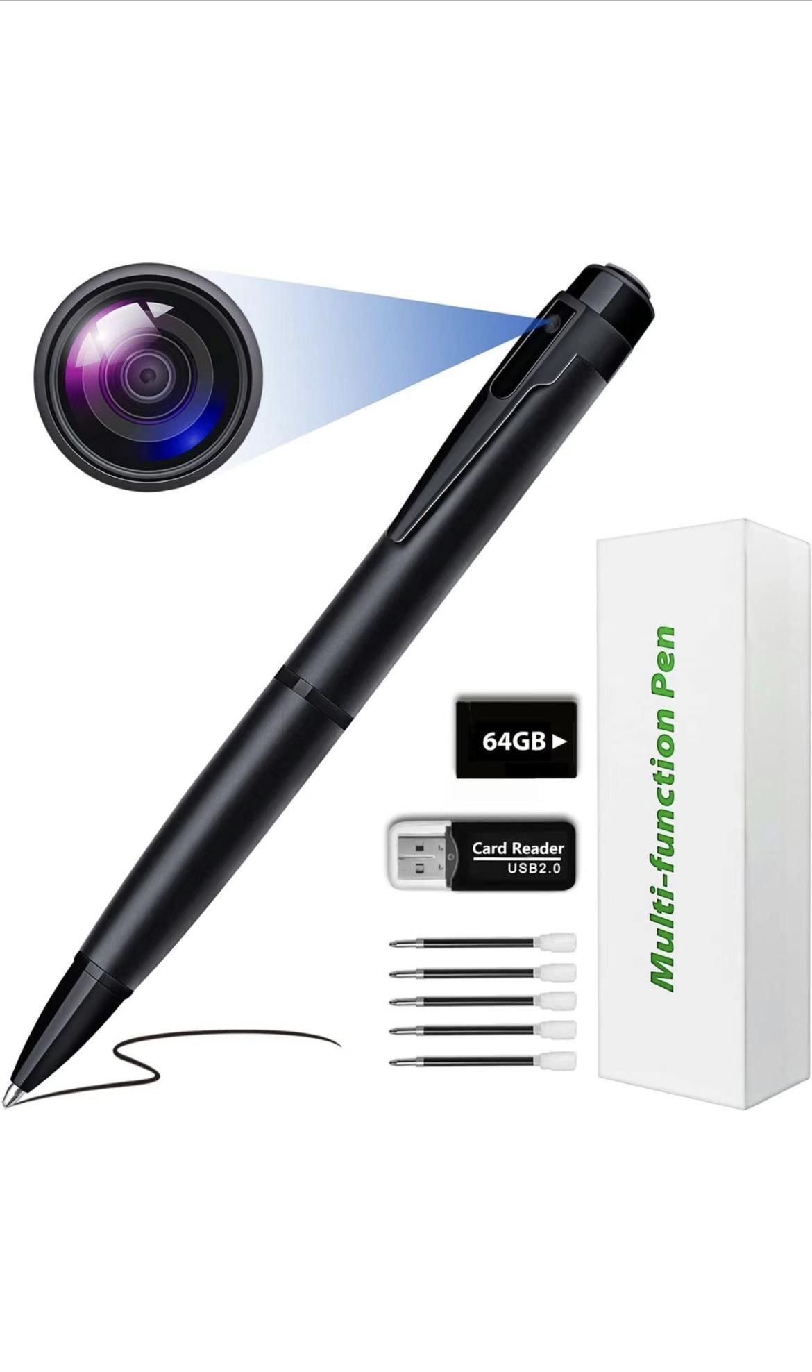 64GB Spy Camera Hidden Camera Pen Full HD 1080P Mini Spy Pen Camera Camcorder with Photo Taking,Nanny Cam Hidden Camera, Small Hidden Camera with Moti