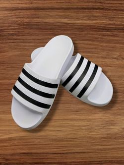 adidas Aqua Adilette Slides White Black 3-Stripes Sandals