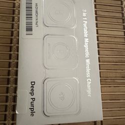 3 in 1 Portable Magnetic Wireless Charger Deep Purple