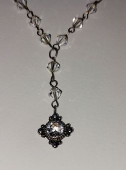 CLEAR FACETED CRYSTAL BEAD CHAIN NECKLACE