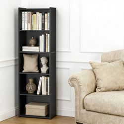 Black 5-Shelf Bookcase