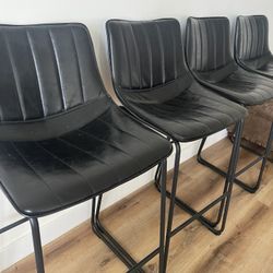 4 Leather Stools