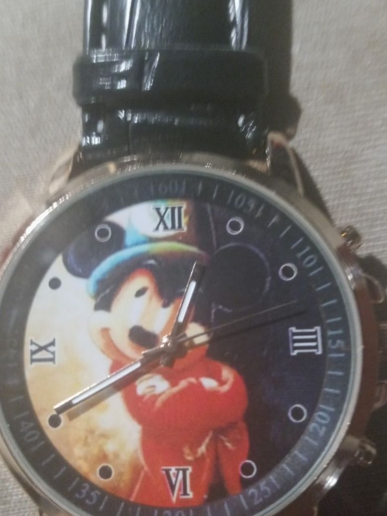 Mickey Mouse Watch With Leather Band