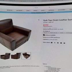 $3000 Value Weirs Counch And Swivel Chair Premium Leather