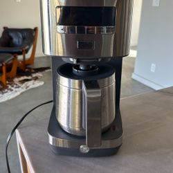GE - 10 Cup Programmable Coffee Maker with Single Serve and Thermal Carafe - Stainless Steel