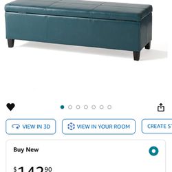 Teal Leather Ottoman